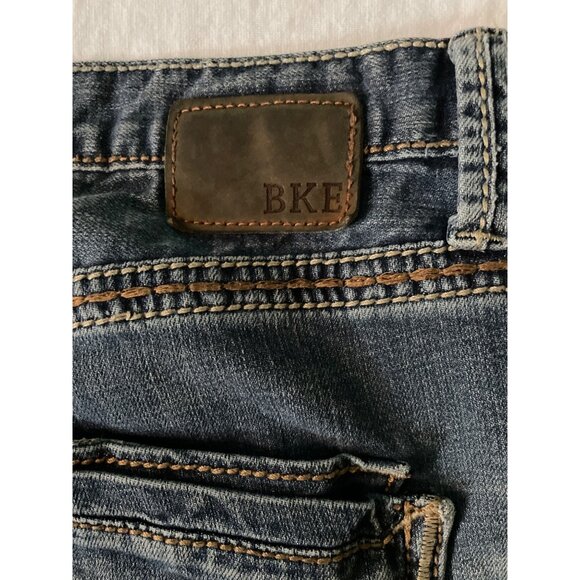 BKE Tyler Mens Distressed Bootcut Jeans Size 38x32 Blue Denim Cotton/Spandex - Picture 4 of 10